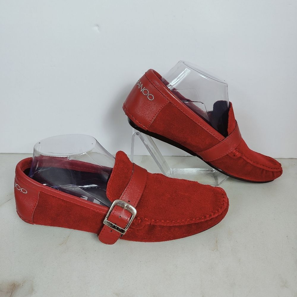 Franco Sarto Men's Red Suede Buckle Moccasin Dance Loafers, Sz 7